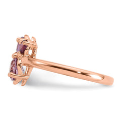Sterling Silver Rose Gold-plated Polished Round Amethyst, Pink Quartz and Rhodolite Garnet Size 6 Ring