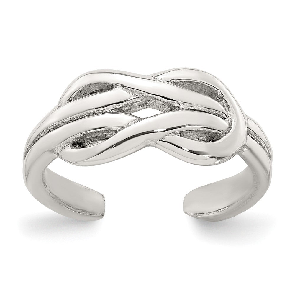Sterling Silver Polished Knot Infinity Adjustable Toe Ring
