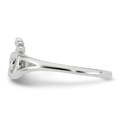 Sterling Silver Polished Interlocking Hearts With Crown Ring