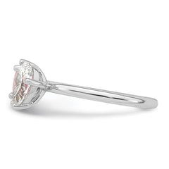 Sterling Silver Rhodium-plated Polished Heart Pink and Pear-shaped White CZ Size 6 Ring