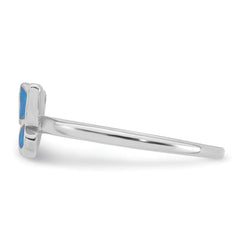 Sterling Silver Rhodium-plated Polished Blue Lab Created Opal Butterfly Size 6 Ring