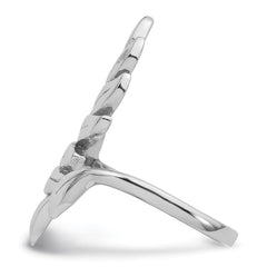 Sterling Silver Rhodium-plated Polished Leaf Size 6 Ring
