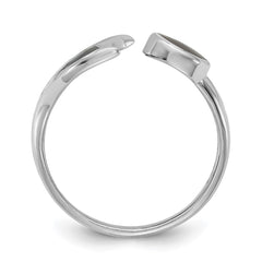 Sterling Silver Rhodium-plated Polished Abalone Whale Tail Size 6 Ring