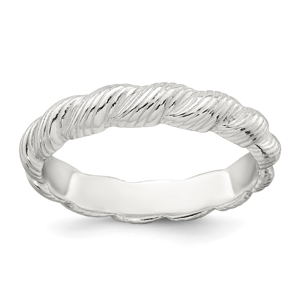 Sterling Silver Polished and Grooved Twisted Band Size 6 Ring