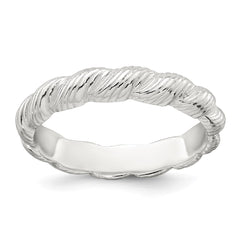 Sterling Silver Polished and Grooved Twisted Band Size 6 Ring