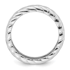 Sterling Silver Rhodium-plated Polished and Braided 5.00mm Band Size 6 Ring