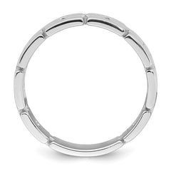 Sterling Silver Rhodium-plated Polished 5.8mm Brick Pattern Size 6 Ring