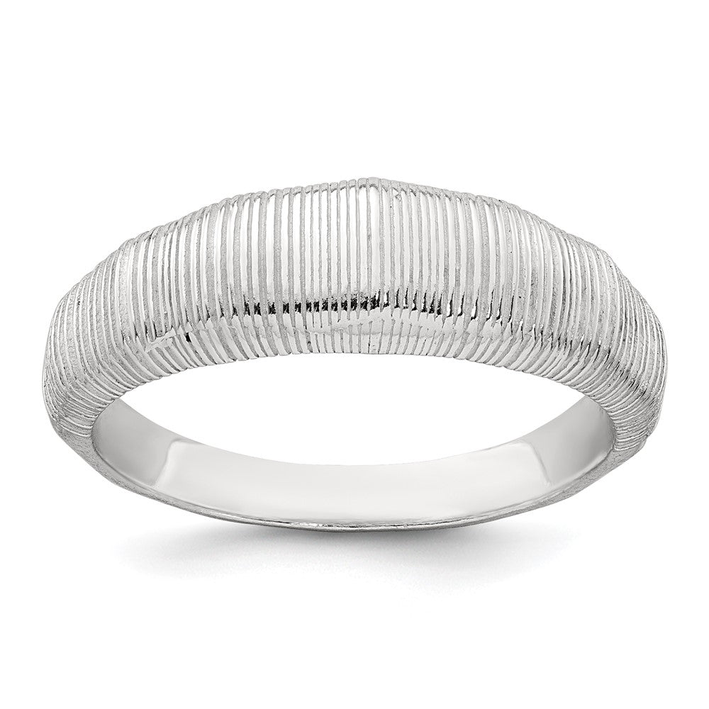 Sterling Silver Polished and Grooved Size 6 Ring