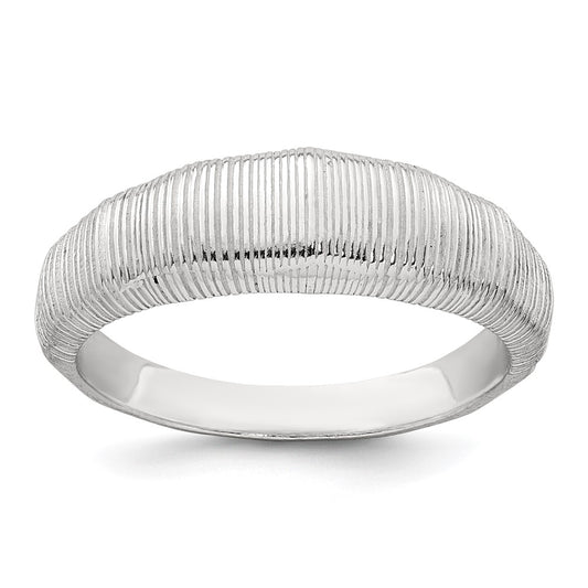 Sterling Silver Polished and Grooved Size 6 Ring
