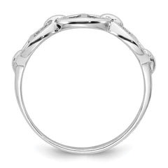 Sterling Silver Rhodium-plated Polished Mariner Link Size 6 Ring