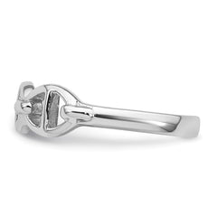 Sterling Silver Rhodium-plated Polished Mariner Link Size 6 Ring