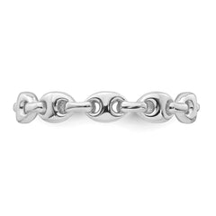 Sterling Silver Rhodium-plated Polished Mariner Link Size 6 Ring