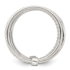 Sterling Silver Polished and Textured Twisted Multi-Band Size 6 Ring