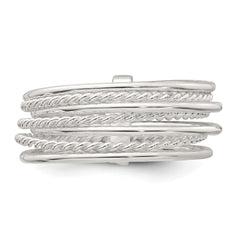 Sterling Silver Polished and Textured Twisted Multi-Band Size 6 Ring