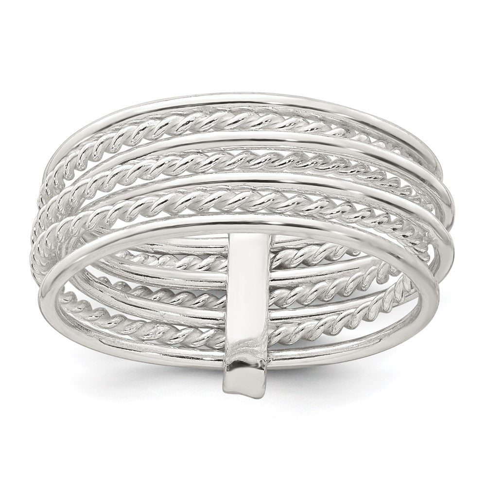 Sterling Silver Polished and Textured Twisted Multi-Band Size 6 Ring