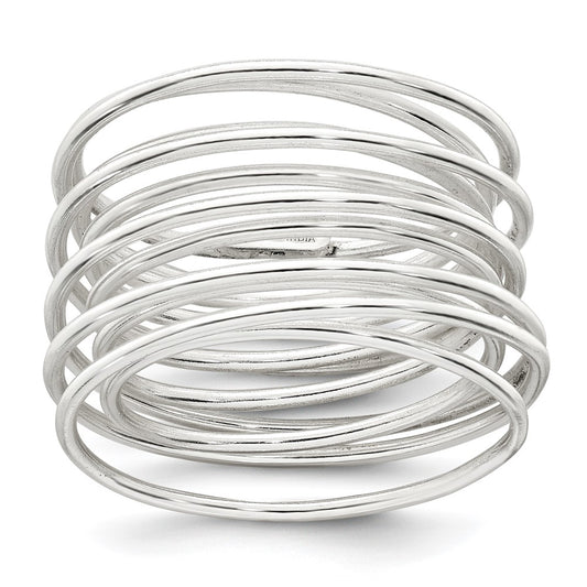 Sterling Silver Polished and Wrapped Spring Size 6 Flexible Ring