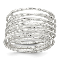 Sterling Silver Polished and Textured Wrapped Spring Size 6 Flexible Ring