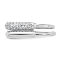 Sterling Silver Rhodium-plated Polished and Pave CZ Square Size 6 Two Ring Set