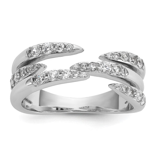 Sterling Silver Rhodium-plated CZ Polished Multi-Row Size 6 Ring