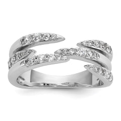 Sterling Silver Rhodium-plated CZ Polished Multi-Row Size 6 Ring