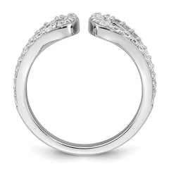 Sterling Silver Rhodium-plated Polished CZ Open Top Size 6 Ring