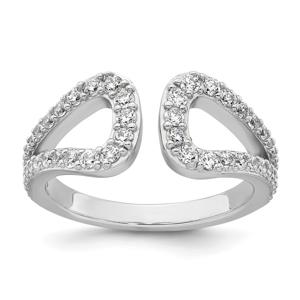 Sterling Silver Rhodium-plated Polished CZ Open Top Size 6 Ring