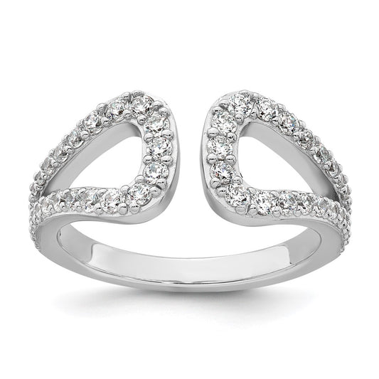 Sterling Silver Rhodium-plated Polished CZ Open Top Size 6 Ring