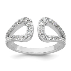 Sterling Silver Rhodium-plated Polished CZ Open Top Size 6 Ring