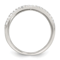 Sterling Silver Polished White CZ Fancy Crossed Size 6 Ring