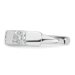Sterling Silver Rhodium-plated Polished Pave CZ Squares Size 6 Adjustable Ring