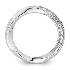 Sterling Silver Rhodium-plated Polished and Twisted CZ 3.1mm Band Size 6 Ring