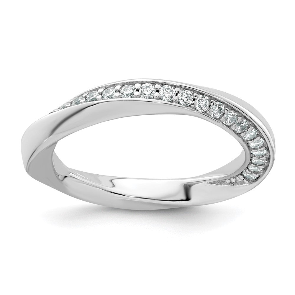 Sterling Silver Rhodium-plated Polished and Twisted CZ 3.1mm Band Size 6 Ring