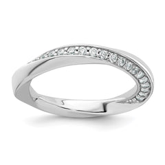 Sterling Silver Rhodium-plated Polished and Twisted CZ 3.1mm Band Size 6 Ring