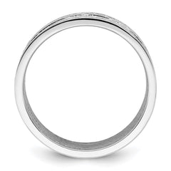 Sterling Silver Rhodium-plated CZ Polished And Hammered 9.5mm Band Size 6 Ring