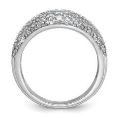 Sterling Silver Rhodium-plated Polished Tapered Pave CZ Size 6 Ring
