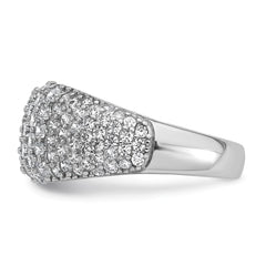 Sterling Silver Rhodium-plated Polished Tapered Pave CZ Size 6 Ring