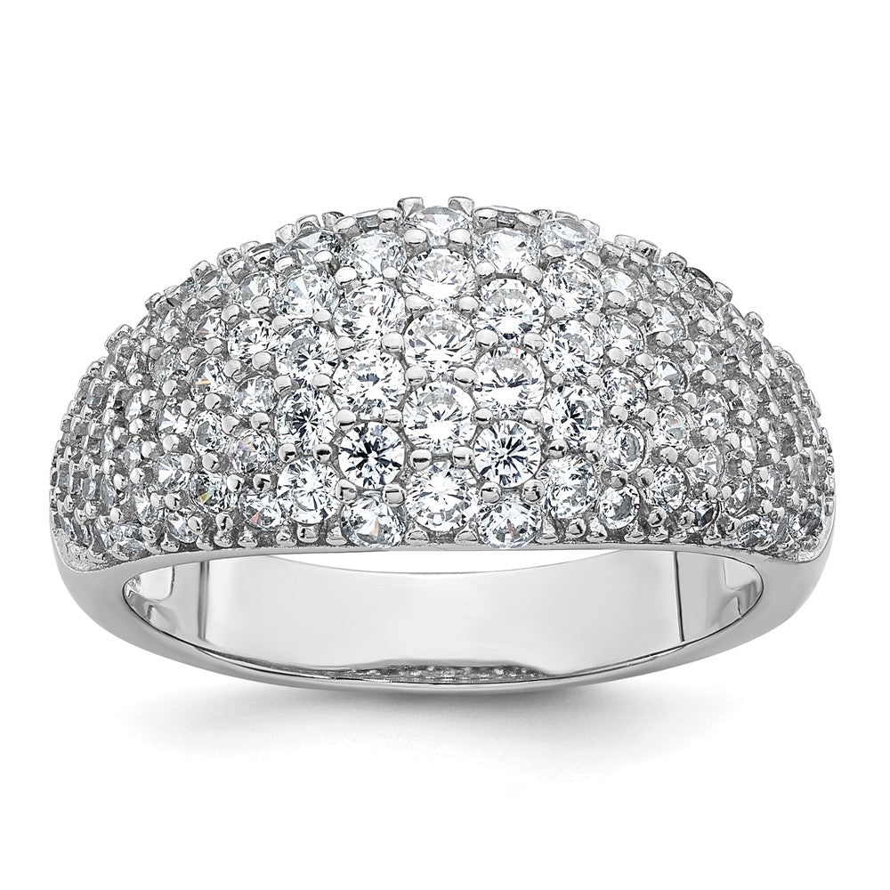 Sterling Silver Rhodium-plated Polished Tapered Pave CZ Size 6 Ring