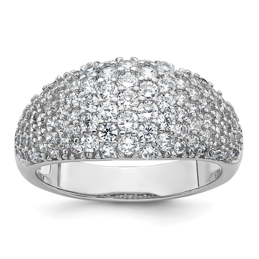 Sterling Silver Rhodium-plated Polished Tapered Pave CZ Size 6 Ring