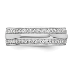 Sterling Silver Rhodium-plated Polished 6.5mm CZ Band Size 6 Ring
