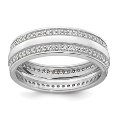 Sterling Silver Rhodium-plated Polished 6.5mm CZ Band Size 6 Ring