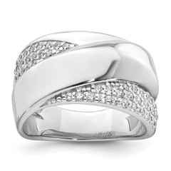 Sterling Silver Rhodium-plated Polished Fancy CZ Size 6 Ring