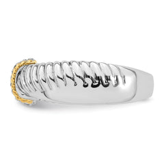 Sterling Silver Rhodium-plated with 14k Accent Polished CZ Twisted Ring