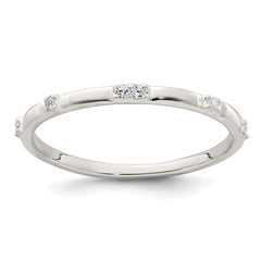 Sterling Silver Polished CZ 1.5mm Band Size 6 Ring