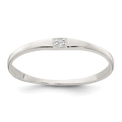 Sterling Silver Polished CZ 1.5mm Band Size 6 Ring