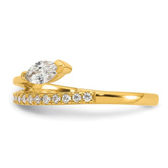 Sterling Silver Gold-plated Polished Fancy Marquise and Round CZ Size 6 Ring