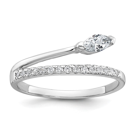 Sterling Silver Rhodium-plated Polished Fancy Marquise and Round CZ Size 6 Ring