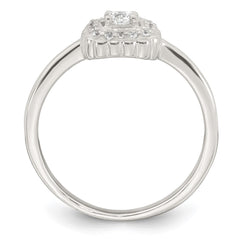 Sterling Silver Polished Round White CZ Cushion Halo Size 6 Ring