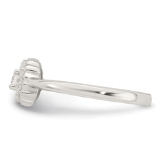 Sterling Silver Polished Round White CZ Cushion Halo Size 6 Ring