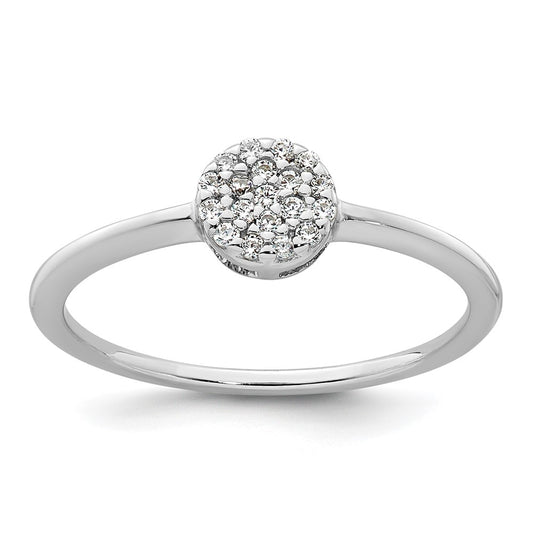 Sterling Silver Rhodium-plated Polished Pave CZ Circle Size 6 Ring