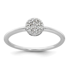 Sterling Silver Rhodium-plated Polished Pave CZ Circle Size 6 Ring